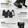 imageZulay Kitchen Rotary Cheese Grater 5 Blade Cheese Shredder  Manual Hand Crank Cheese Grater With Reinforced Suction ampamp 5 Interchangeable Drums  Easy to Use Vegetable Chopper Round Mandoline SlicerJet Black