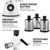 imageZulay Kitchen Rotary Cheese Grater 5 Blade Cheese Shredder  Manual Hand Crank Cheese Grater With Reinforced Suction ampamp 5 Interchangeable Drums  Easy to Use Vegetable Chopper Round Mandoline SlicerPanda White