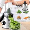 imageZulay Kitchen Rotary Cheese Grater 5 Blade Cheese Shredder  Manual Hand Crank Cheese Grater With Reinforced Suction ampamp 5 Interchangeable Drums  Easy to Use Vegetable Chopper Round Mandoline SlicerPanda White
