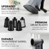 imageZulay Kitchen Rotary Cheese Grater 5 Blade Cheese Shredder  Manual Hand Crank Cheese Grater With Reinforced Suction ampamp 5 Interchangeable Drums  Easy to Use Vegetable Chopper Round Mandoline SlicerGraphite Storm