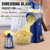 imageZulay Kitchen Rotary Cheese Grater 5 Blade Cheese Shredder  Manual Hand Crank Cheese Grater With Reinforced Suction ampamp 5 Interchangeable Drums  Easy to Use Vegetable Chopper Round Mandoline SlicerBlue Gold