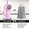 imageZulay Kitchen Rotary Cheese Grater 5 Blade Cheese Shredder  Manual Hand Crank Cheese Grater With Reinforced Suction ampamp 5 Interchangeable Drums  Easy to Use Vegetable Chopper Round Mandoline SlicerBlush Pearl