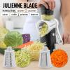 imageZulay Kitchen Rotary Cheese Grater 5 Blade Cheese Shredder  Manual Hand Crank Cheese Grater With Reinforced Suction ampamp 5 Interchangeable Drums  Easy to Use Vegetable Chopper Round Mandoline SlicerIvory Onyx