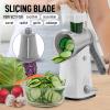imageZulay Kitchen Rotary Cheese Grater 5 Blade Cheese Shredder  Manual Hand Crank Cheese Grater With Reinforced Suction ampamp 5 Interchangeable Drums  Easy to Use Vegetable Chopper Round Mandoline SlicerFrosted White