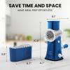 imageZulay Kitchen Rotary Cheese Grater 5 Blade Cheese Shredder  Manual Hand Crank Cheese Grater With Reinforced Suction ampamp 5 Interchangeable Drums  Easy to Use Vegetable Chopper Round Mandoline SlicerHeavenly Blue