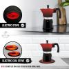 imageZulay Premium Moka Pot Espresso  LeakProof Stovetop Espresso Maker  Perfect for Authentic Cuban ampamp Italian Style Espresso  Makes 3 Espresso Cups  SilverDark Red  Midnight Black