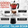 imageZulay Premium Moka Pot Espresso  LeakProof Stovetop Espresso Maker  Perfect for Authentic Cuban ampamp Italian Style Espresso  Makes 3 Espresso Cups  SilverDark Red  Midnight Black