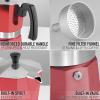 imageZulay Premium Moka Pot Espresso  LeakProof Stovetop Espresso Maker  Perfect for Authentic Cuban ampamp Italian Style Espresso  Makes 3 Espresso Cups  SilverCoral Red