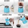 imageZulay Premium Moka Pot Espresso  LeakProof Stovetop Espresso Maker  Perfect for Authentic Cuban ampamp Italian Style Espresso  Makes 3 Espresso Cups  SilverLight Blue