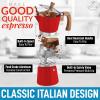 imageZulay Premium Moka Pot Espresso  LeakProof Stovetop Espresso Maker  Perfect for Authentic Cuban ampamp Italian Style Espresso  Makes 3 Espresso Cups  SilverRed with Wooden Handle