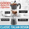 imageZulay Premium Moka Pot Espresso  LeakProof Stovetop Espresso Maker  Perfect for Authentic Cuban ampamp Italian Style Espresso  Makes 3 Espresso Cups  SilverDark Gray