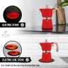 imageZulay Premium Moka Pot Espresso  LeakProof Stovetop Espresso Maker  Perfect for Authentic Cuban ampamp Italian Style Espresso  Makes 3 Espresso Cups  SilverRed with Wooden Handle
