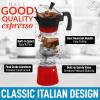 imageZulay Premium Moka Pot Espresso  LeakProof Stovetop Espresso Maker  Perfect for Authentic Cuban ampamp Italian Style Espresso  Makes 3 Espresso Cups  SilverRedBlack