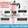 imageZulay Premium Moka Pot Espresso  LeakProof Stovetop Espresso Maker  Perfect for Authentic Cuban ampamp Italian Style Espresso  Makes 3 Espresso Cups  SilverElegant Pink
