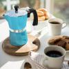 imageZulay Premium Moka Pot Espresso  LeakProof Stovetop Espresso Maker  Perfect for Authentic Cuban ampamp Italian Style Espresso  Makes 3 Espresso Cups  SilverLight Blue