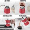 imageZulay Premium Moka Pot Espresso  LeakProof Stovetop Espresso Maker  Perfect for Authentic Cuban ampamp Italian Style Espresso  Makes 3 Espresso Cups  SilverCoral Red