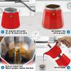 imageZulay Premium Moka Pot Espresso  LeakProof Stovetop Espresso Maker  Perfect for Authentic Cuban ampamp Italian Style Espresso  Makes 3 Espresso Cups  SilverRed with Wooden Handle