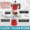 imageZulay Premium Moka Pot Espresso  LeakProof Stovetop Espresso Maker  Perfect for Authentic Cuban ampamp Italian Style Espresso  Makes 3 Espresso Cups  SilverRed