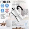 imageZulay Premium Moka Pot Espresso  LeakProof Stovetop Espresso Maker  Perfect for Authentic Cuban ampamp Italian Style Espresso  Makes 3 Espresso Cups  SilverShiny Silver