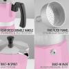 imageZulay Premium Moka Pot Espresso  LeakProof Stovetop Espresso Maker  Perfect for Authentic Cuban ampamp Italian Style Espresso  Makes 3 Espresso Cups  SilverCotton Candy Pink