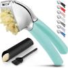 imageZulay Comfort Grip Garlic Press  Garlic Mincer Tool  Garlic Crusher  Garlic Press Mincer Rust Proof with Soft Ergonomic Handle Easy Clean Set with Peeler and BrushBreeze Blue