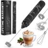 imageZulay Froth N Go Milk Frother Rechargeable  3in1 Frother Wand With Case ampamp USBC Charger  Comes With 3 Whisk Attachments for Latte Cappuccino Matcha Protein Shakes  CloudBlack Marble