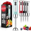 imageZulay Immersion Blender Handheld  800 Watt Hand Blender With HighPower Turbo Mode  Durable Stick Blender With UltraSharp Stainless Steel Blades For Effortless Blending  BlackCaribbean Aqua