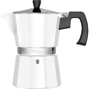 imageZulay Premium Moka Pot Espresso  LeakProof Stovetop Espresso Maker  Perfect for Authentic Cuban ampamp Italian Style Espresso  Makes 3 Espresso Cups  SilverBlizzard White
