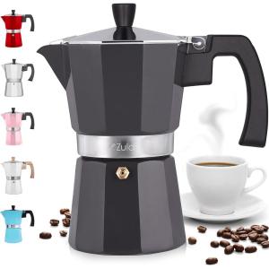 imageZulay Premium Moka Pot Espresso  LeakProof Stovetop Espresso Maker  Perfect for Authentic Cuban ampamp Italian Style Espresso  Makes 3 Espresso Cups  SilverDark Gray