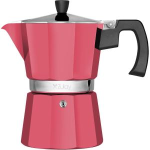 imageZulay Premium Moka Pot Espresso  LeakProof Stovetop Espresso Maker  Perfect for Authentic Cuban ampamp Italian Style Espresso  Makes 3 Espresso Cups  SilverCoral Red