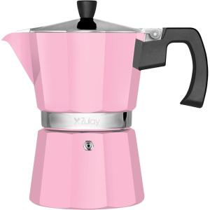 imageZulay Premium Moka Pot Espresso  LeakProof Stovetop Espresso Maker  Perfect for Authentic Cuban ampamp Italian Style Espresso  Makes 3 Espresso Cups  SilverElegant Pink