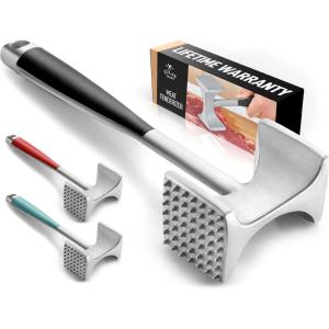 imageZulay Professional Meat Tenderizer Tool  Dual Sided Meat Mallet Pounder With Comfort Grip Handle  Heavy Duty Meat Hammer Tenderizer  Meat Tenderizer Mallet ampamp Meat Pounder  10 BlackBlack