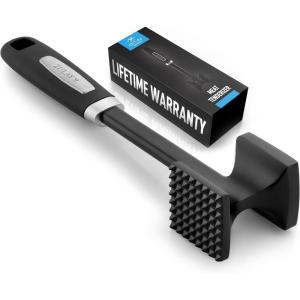 imageZulay Professional Meat Tenderizer Tool  Dual Sided Meat Mallet Pounder With Comfort Grip Handle  Heavy Duty Meat Hammer Tenderizer  Meat Tenderizer Mallet ampamp Meat Pounder  10 BlackElegant Black
