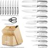imageZulay 15 Piece Stainless Steel Knife Set with Block and Sharpener  Sharp Knife Block Set with Built In Sharpener  Kitchen Knife Set With Block  Rust Proof Knife Set Stainless SteelNatural Maple  Stainless Steel