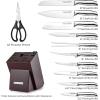 imageZulay 15 Piece Stainless Steel Knife Set with Block and Sharpener  Sharp Knife Block Set with Built In Sharpener  Kitchen Knife Set With Block  Rust Proof Knife Set Stainless SteelDark Walnut  Stainless Steel