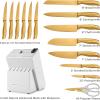 imageZulay 15 Piece Stainless Steel Knife Set with Block and Sharpener  Sharp Knife Block Set with Built In Sharpener  Kitchen Knife Set With Block  Rust Proof Knife Set Stainless SteelIvoryGold  Stainless Steel