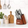 imageZulay 15 Piece Stainless Steel Knife Set with Block and Sharpener  Sharp Knife Block Set with Built In Sharpener  Kitchen Knife Set With Block  Rust Proof Knife Set Stainless SteelLight Walnut  Stainless Steel