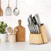 imageZulay 15 Piece Stainless Steel Knife Set with Block and Sharpener  Sharp Knife Block Set with Built In Sharpener  Kitchen Knife Set With Block  Rust Proof Knife Set Stainless SteelNatural Maple  Stainless Steel