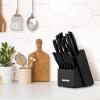 imageZulay 15 Piece Stainless Steel Knife Set with Block and Sharpener  Sharp Knife Block Set with Built In Sharpener  Kitchen Knife Set With Block  Rust Proof Knife Set Stainless SteelObsidian Black  Stainless Steel