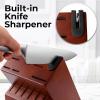 imageZulay 15 Piece Stainless Steel Knife Set with Block and Sharpener  Sharp Knife Block Set with Built In Sharpener  Kitchen Knife Set With Block  Rust Proof Knife Set Stainless SteelLight Walnut  Stainless Steel