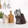 imageZulay 15 Piece Stainless Steel Knife Set with Block and Sharpener  Sharp Knife Block Set with Built In Sharpener  Kitchen Knife Set With Block  Rust Proof Knife Set Stainless SteelDark Walnut  Stainless Steel