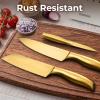 imageZulay 15 Piece Stainless Steel Knife Set with Block and Sharpener  Sharp Knife Block Set with Built In Sharpener  Kitchen Knife Set With Block  Rust Proof Knife Set Stainless SteelIvoryGold  Stainless Steel