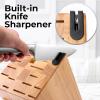 imageZulay 15 Piece Stainless Steel Knife Set with Block and Sharpener  Sharp Knife Block Set with Built In Sharpener  Kitchen Knife Set With Block  Rust Proof Knife Set Stainless SteelNatural Maple  Stainless Steel