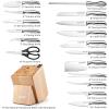 imageZulay 15 Piece Stainless Steel Knife Set with Block and Sharpener  Sharp Knife Block Set with Built In Sharpener  Kitchen Knife Set With Block  Rust Proof Knife Set Stainless SteelNatural Maple  Stainless Steel