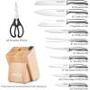 imageZulay 15 Piece Stainless Steel Knife Set with Block and Sharpener  Sharp Knife Block Set with Built In Sharpener  Kitchen Knife Set With Block  Rust Proof Knife Set Stainless SteelNatural Maple  Stainless Steel