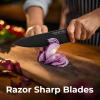 imageZulay 15 Piece Stainless Steel Knife Set with Block and Sharpener  Sharp Knife Block Set with Built In Sharpener  Kitchen Knife Set With Block  Rust Proof Knife Set Stainless SteelObsidian Black  Stainless Steel
