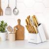 imageZulay 15 Piece Stainless Steel Knife Set with Block and Sharpener  Sharp Knife Block Set with Built In Sharpener  Kitchen Knife Set With Block  Rust Proof Knife Set Stainless SteelIvoryGold  Stainless Steel
