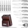 imageZulay 15 Piece Stainless Steel Knife Set with Block and Sharpener  Sharp Knife Block Set with Built In Sharpener  Kitchen Knife Set With Block  Rust Proof Knife Set Stainless SteelDark Walnut  Stainless Steel