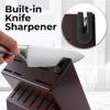 imageZulay 15 Piece Stainless Steel Knife Set with Block and Sharpener  Sharp Knife Block Set with Built In Sharpener  Kitchen Knife Set With Block  Rust Proof Knife Set Stainless SteelDark Walnut  Stainless Steel