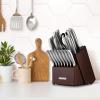 imageZulay 15 Piece Stainless Steel Knife Set with Block and Sharpener  Sharp Knife Block Set with Built In Sharpener  Kitchen Knife Set With Block  Rust Proof Knife Set Stainless SteelDark Walnut  Stainless Steel